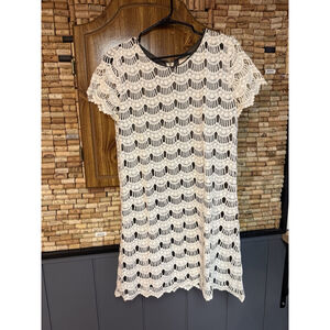 Kate Spade Virginia Cream Scalloped Lace Shift Short Sleeve Dress Cotton Sz 6